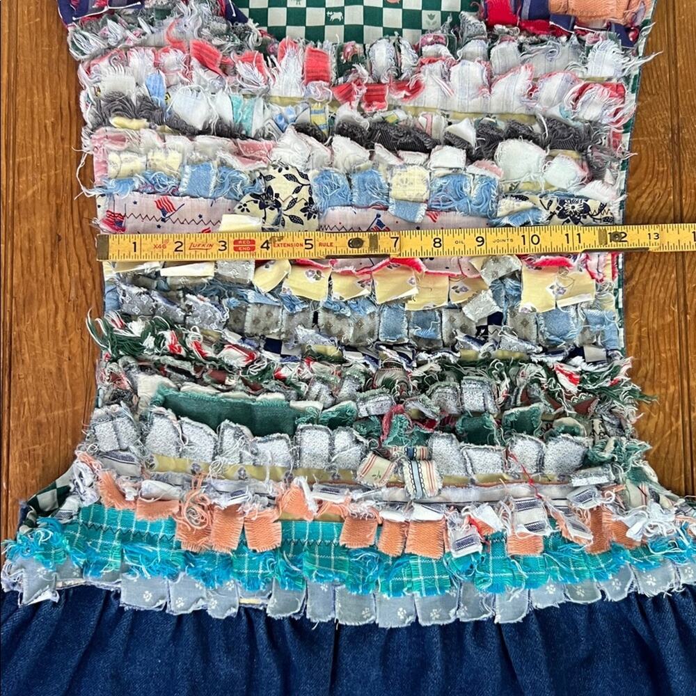 Colorful Patchwork Dress unique custom hand made denim rag maxi dress size small - Picture 5 of 8